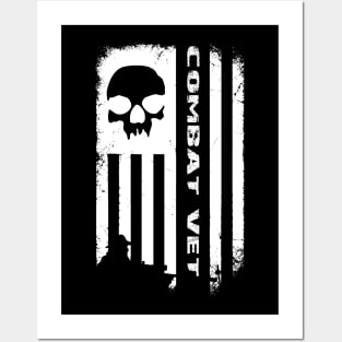 Skull Combat Veteran Flag Posters and Art